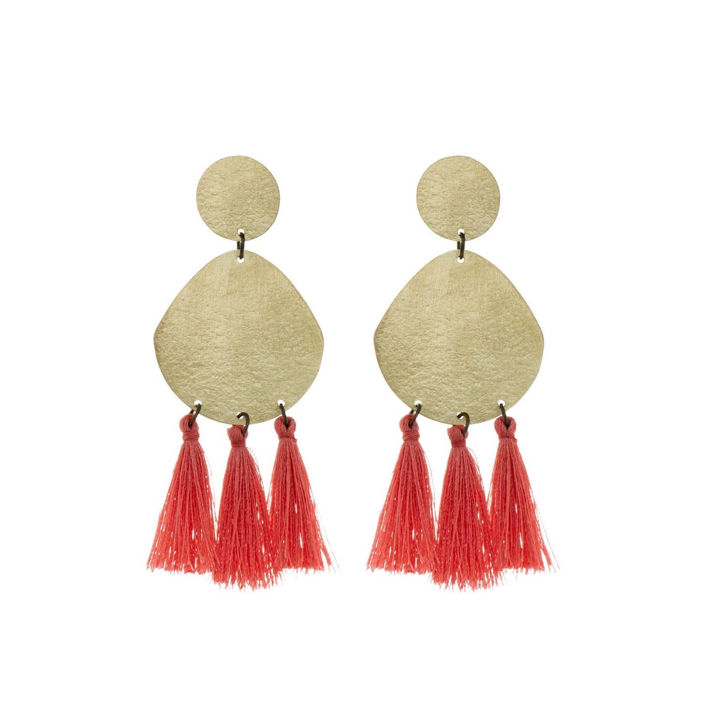 Tassel Trio Studs - Coral