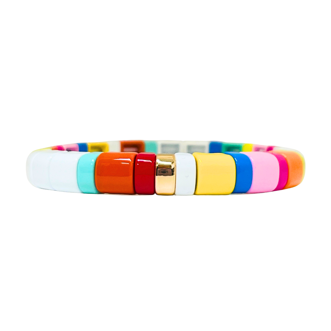 Boho Enamel Tile Bracelet | Curved Brights