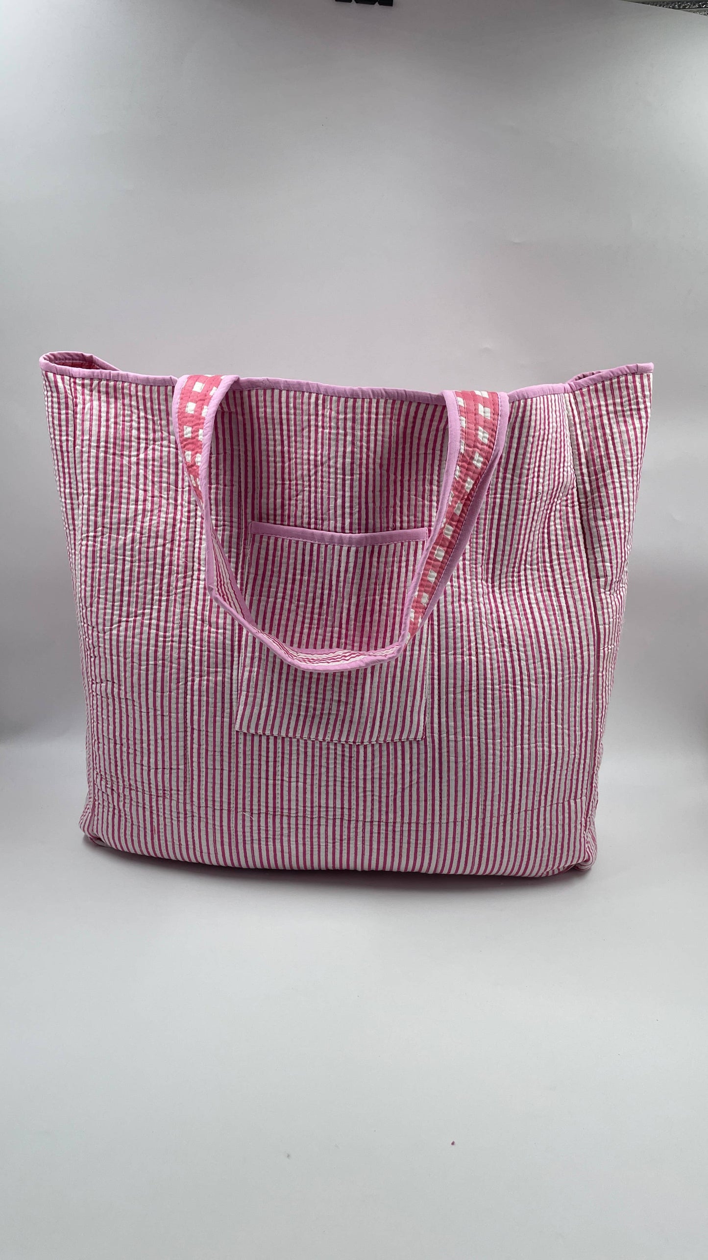 100% Cotton Kantha Quilted Boho Box Reversible Tote Bag