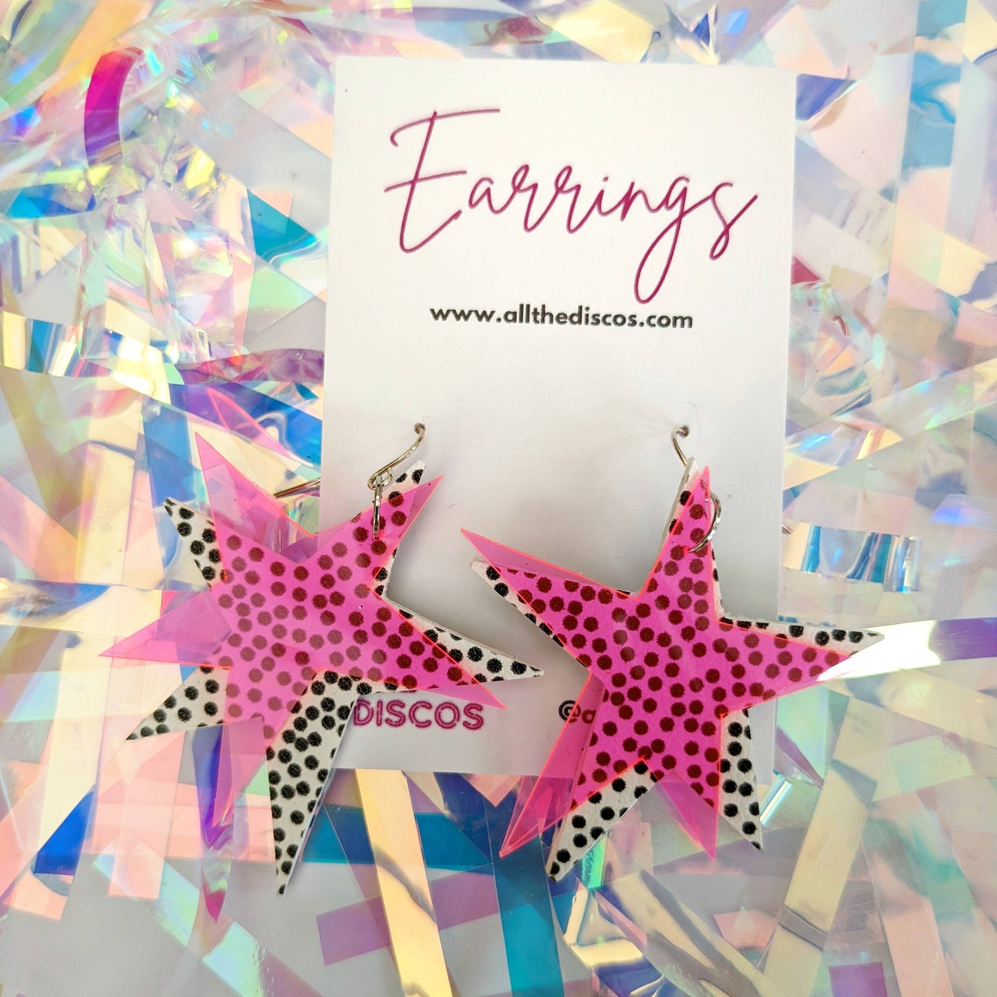 Double Star Jelly and Leatherette Dangle Earrings