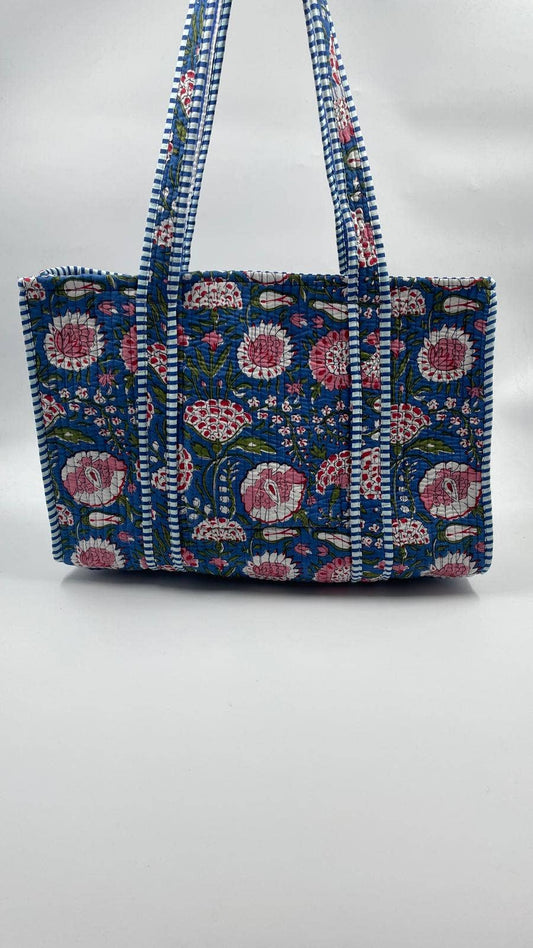 100% Cotton Kantha Quilted Boho Reversible Tote Bag