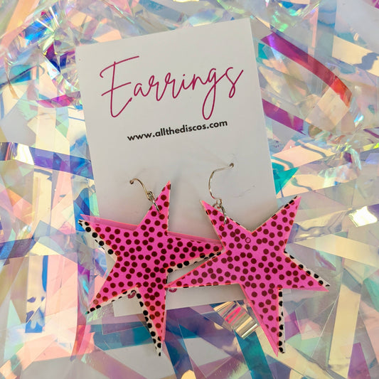 Double Star Jelly and Leatherette Dangle Earrings