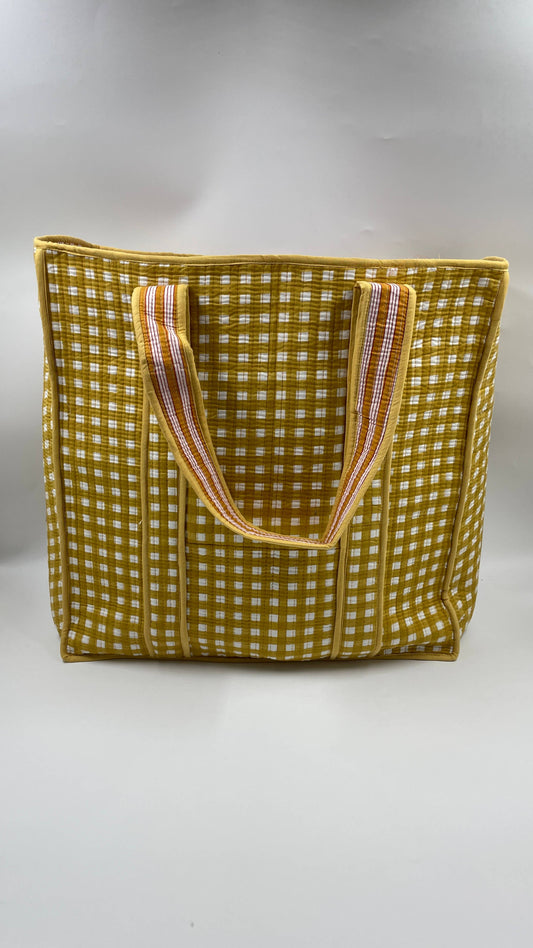 100% Cotton Kantha Quilted Boho Box Reversible Tote Bag