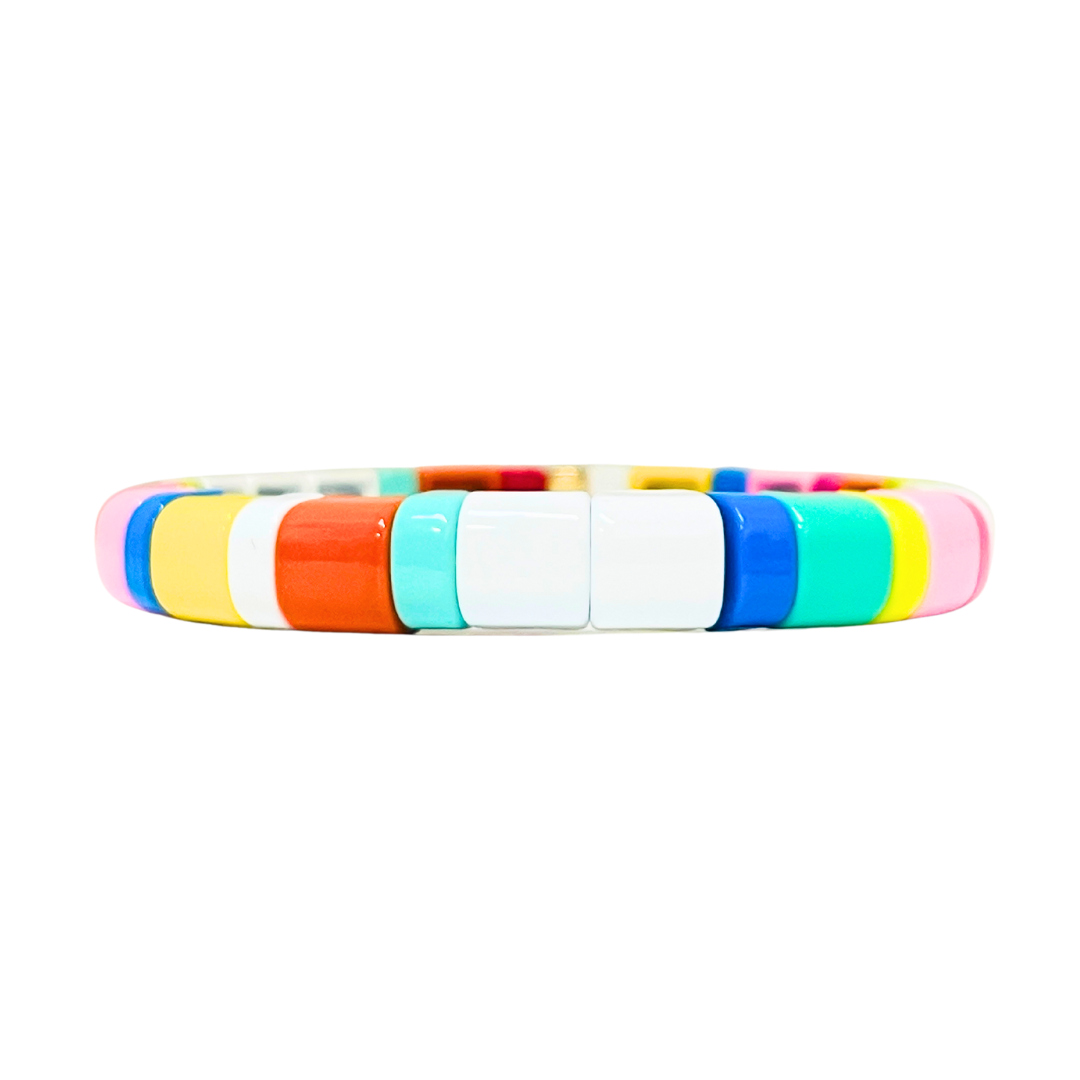 Boho Enamel Tile Bracelet | Curved Brights