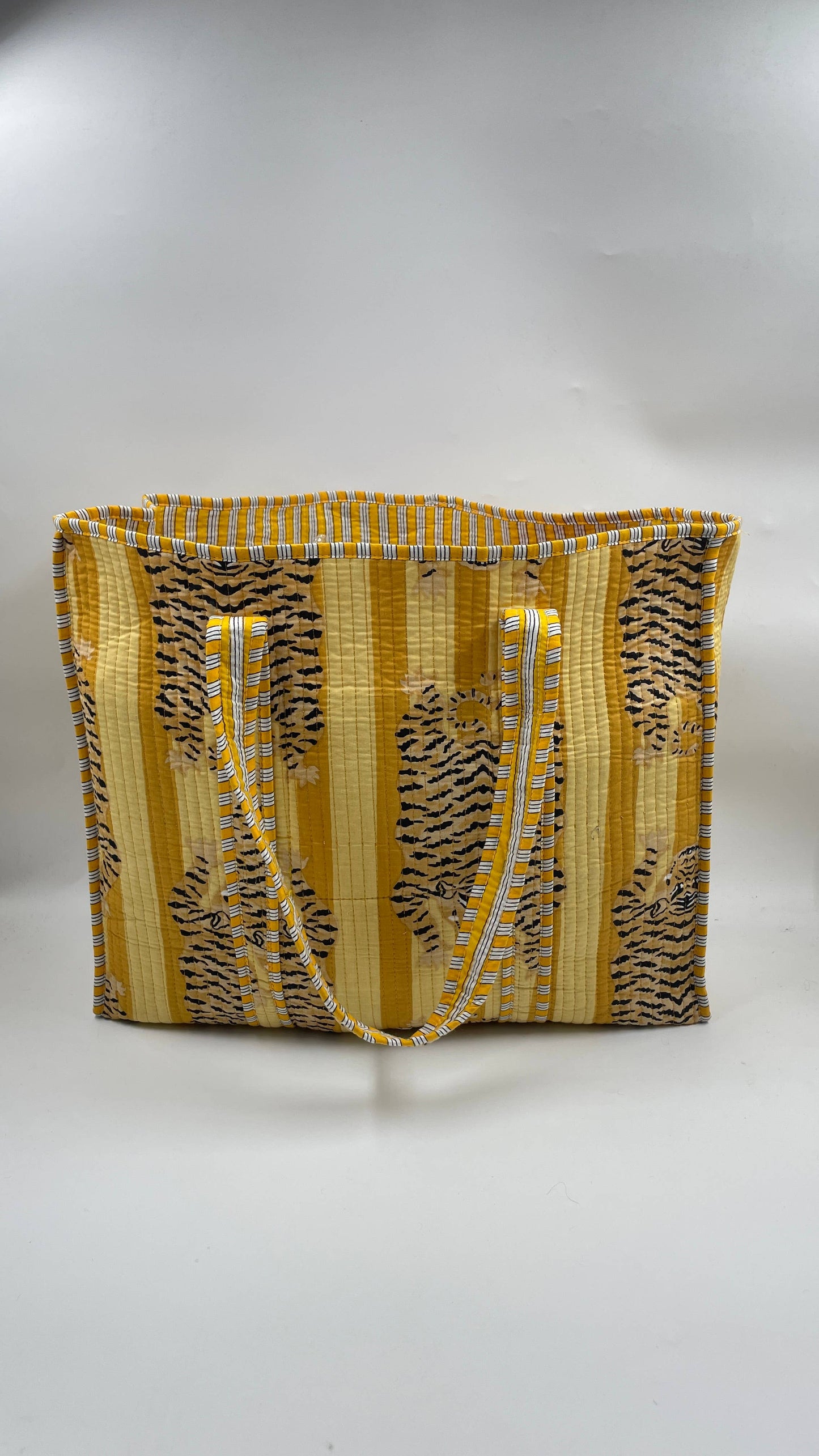 100% Cotton Kantha Quilted Boho Reversible Animal Tote Bag 