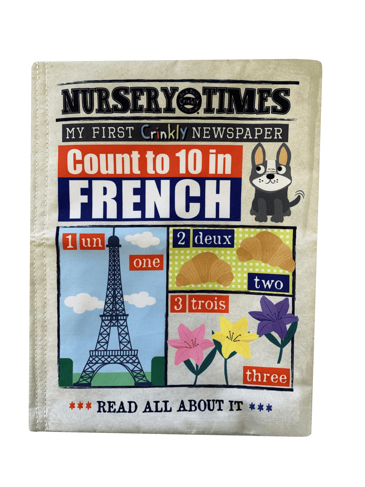 Nursery Times Crinkly Newspaper - Count to 10 in French*NEW*