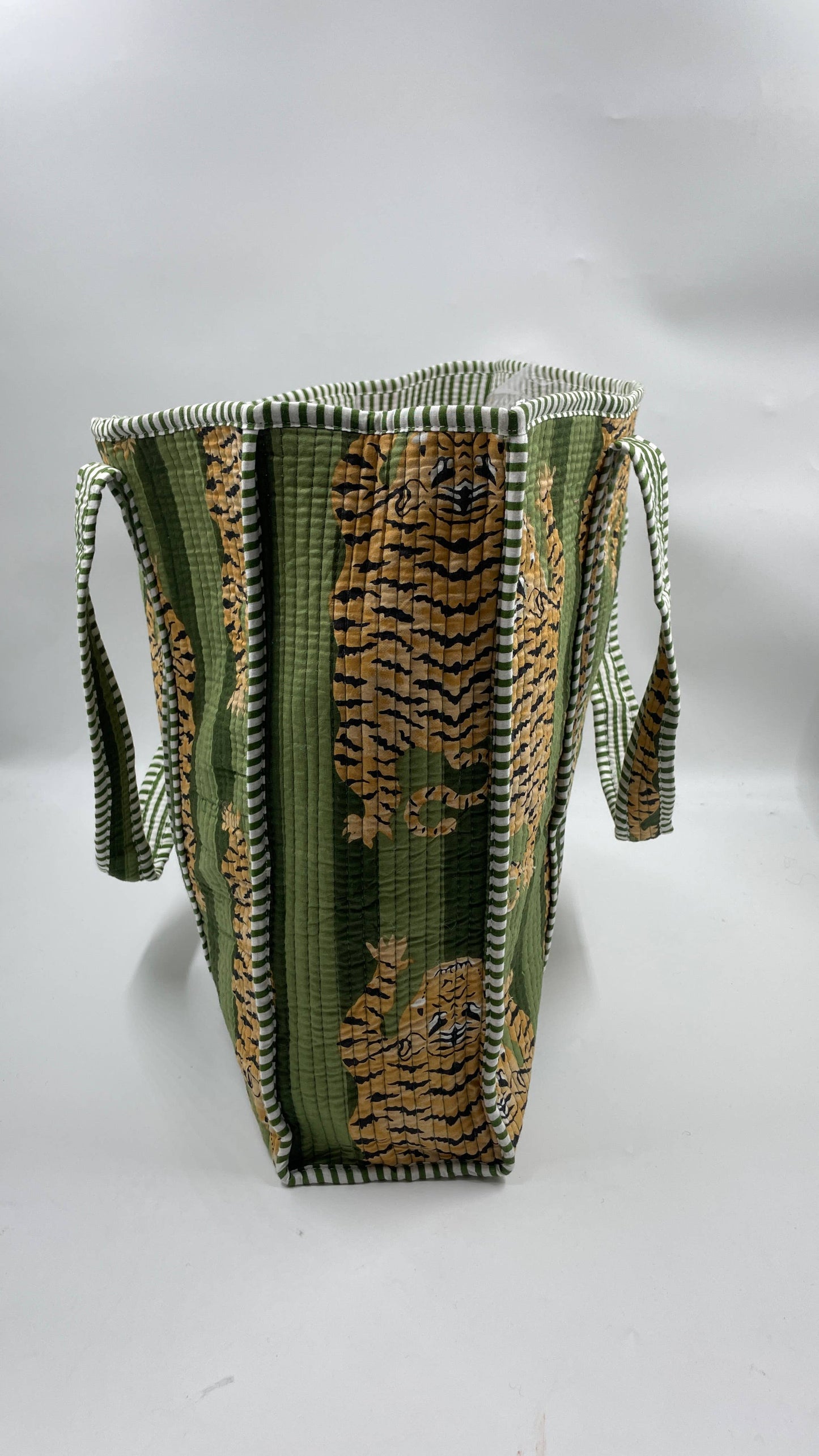 100% Quilted Cotton Tibetan Tiger Print Reversible Tote Bag