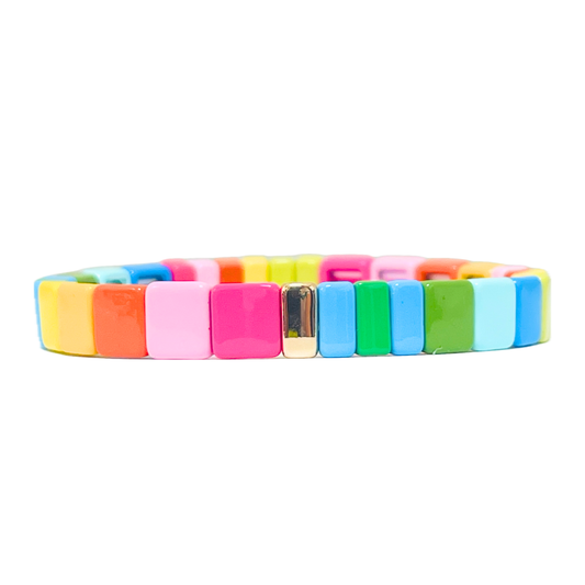 Boho Enamel Tile Bracelet | Mixed Tile Brights