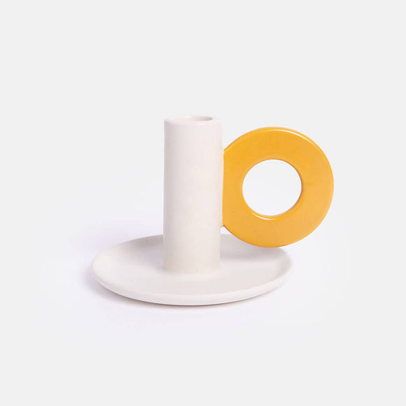 Cream & Mustard Loop Candle Holder