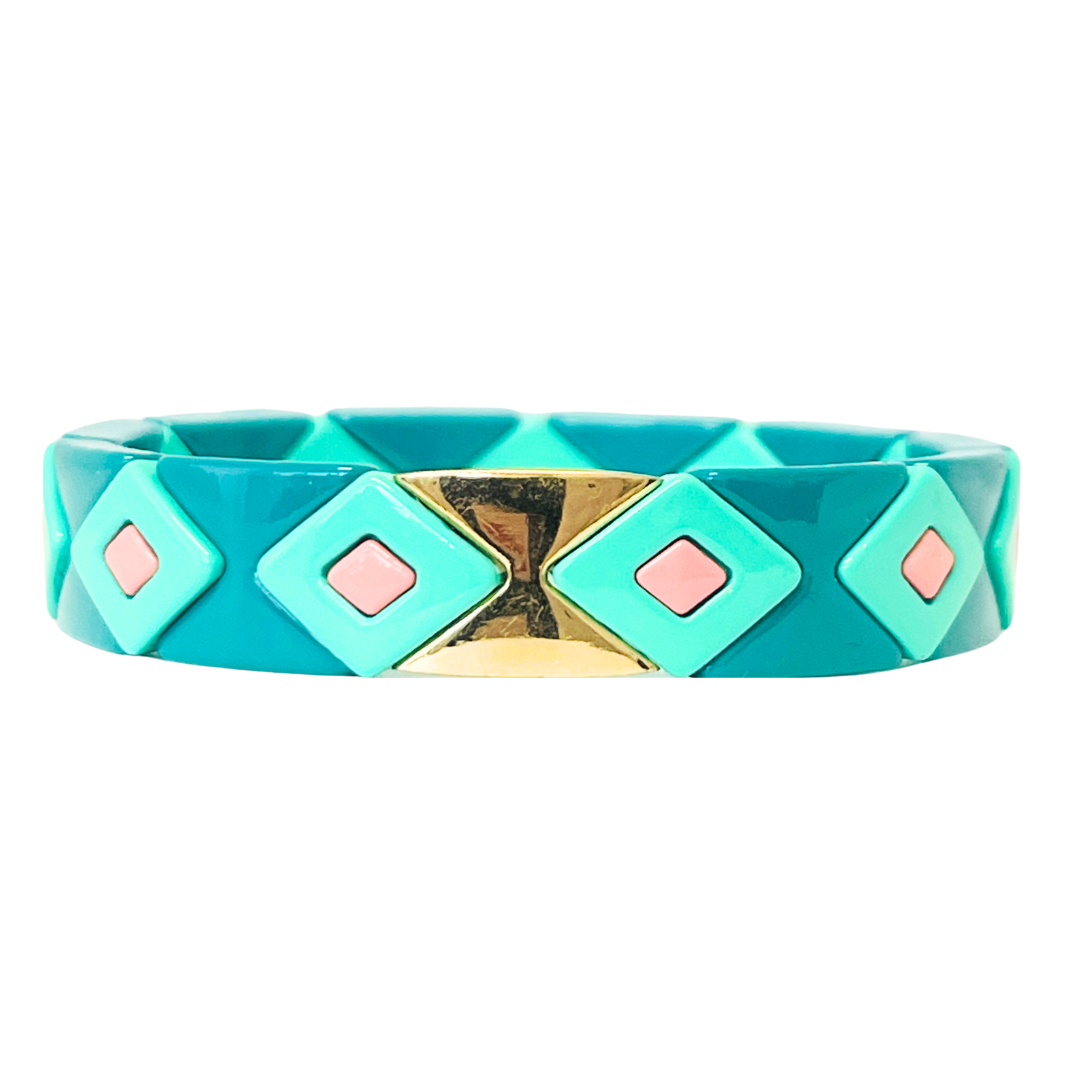 Boho Enamel Tile Bracelet | Aztec Turquoise