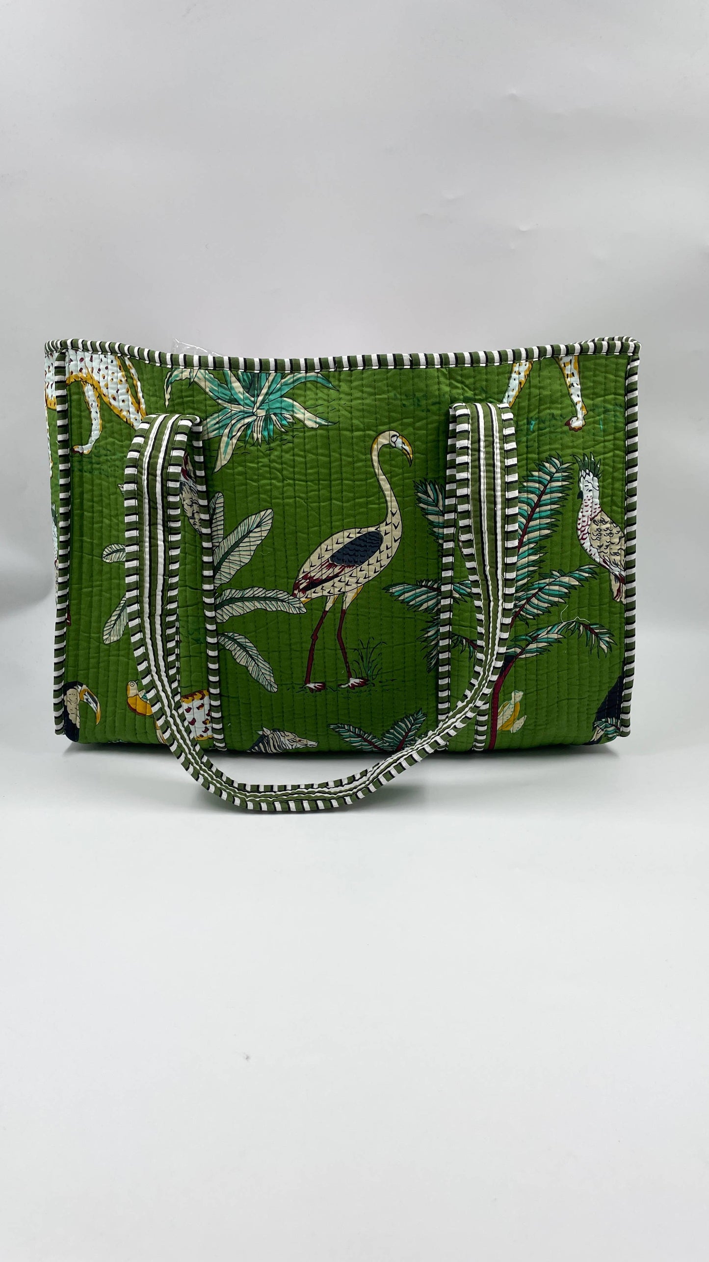 100% Cotton Kantha Quilted Boho Reversible Animal Tote Bag