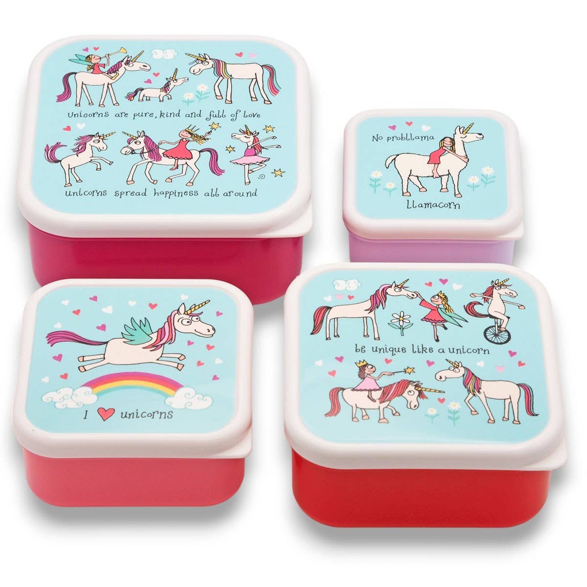 Set of 4 Unicorn Snack Boxes for Kids