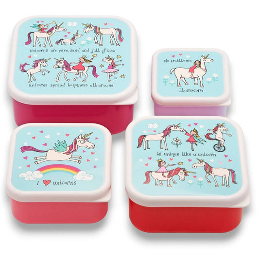 Set of 4 Unicorn Snack Boxes for Kids