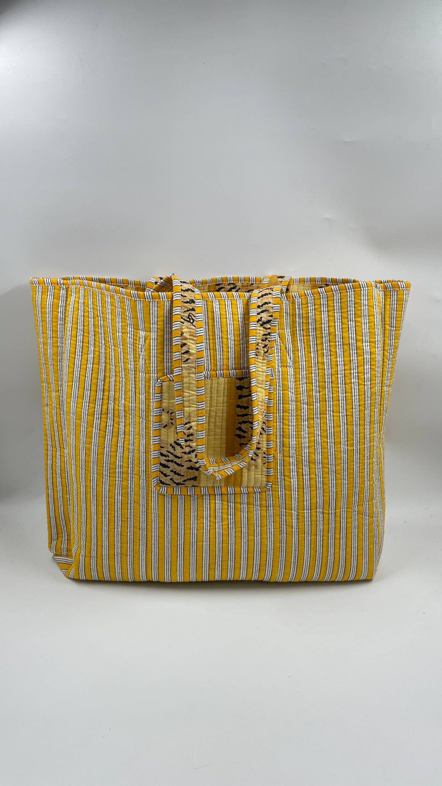 100% Cotton Kantha Quilted Boho Reversible Animal Tote Bag 