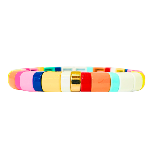Boho Enamel Tile Bracelet | Curved Brights