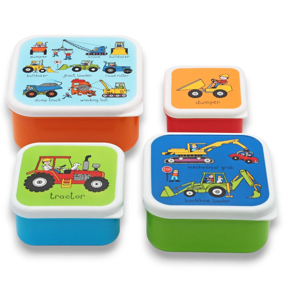 Set of 4 Trucks Snack Boxes for Kids